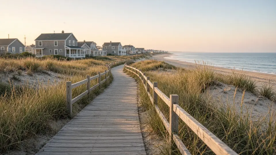 Beach boardwalk through the dunes, illustrating the Lewes and Rehoboth Beach, DE service area